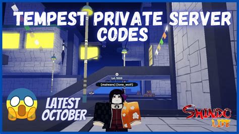 shindo private server codes|private server codes for tempest.